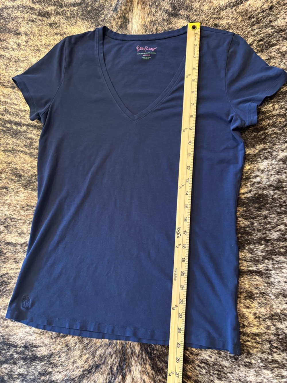 Women’s Lily Pulitzer Meredith Tee, True Navy, Size Medium, Pima Cotton - Picture 14 of 15